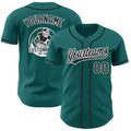 Custom Teal Black-White Authentic Baseball Jersey