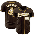 Custom Brown White-Old Gold Authentic Baseball Jersey