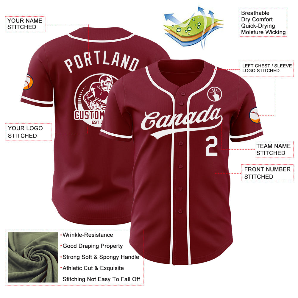 Custom Crimson-White Authentic Baseball Jersey