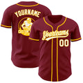 Custom Crimson White-Yellow Authentic Baseball Jersey
