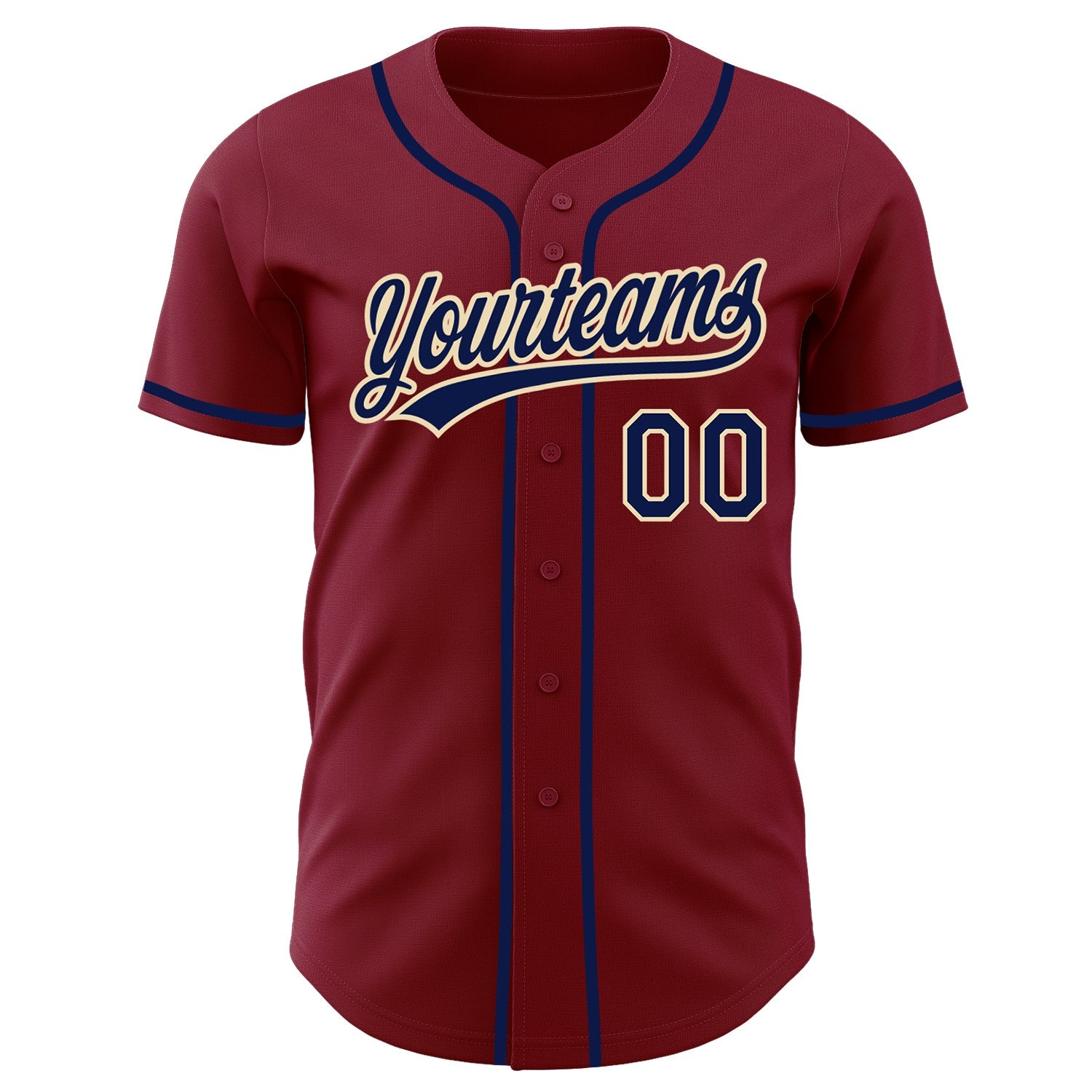 Custom Crimson Navy-Cream Authentic Baseball Jersey