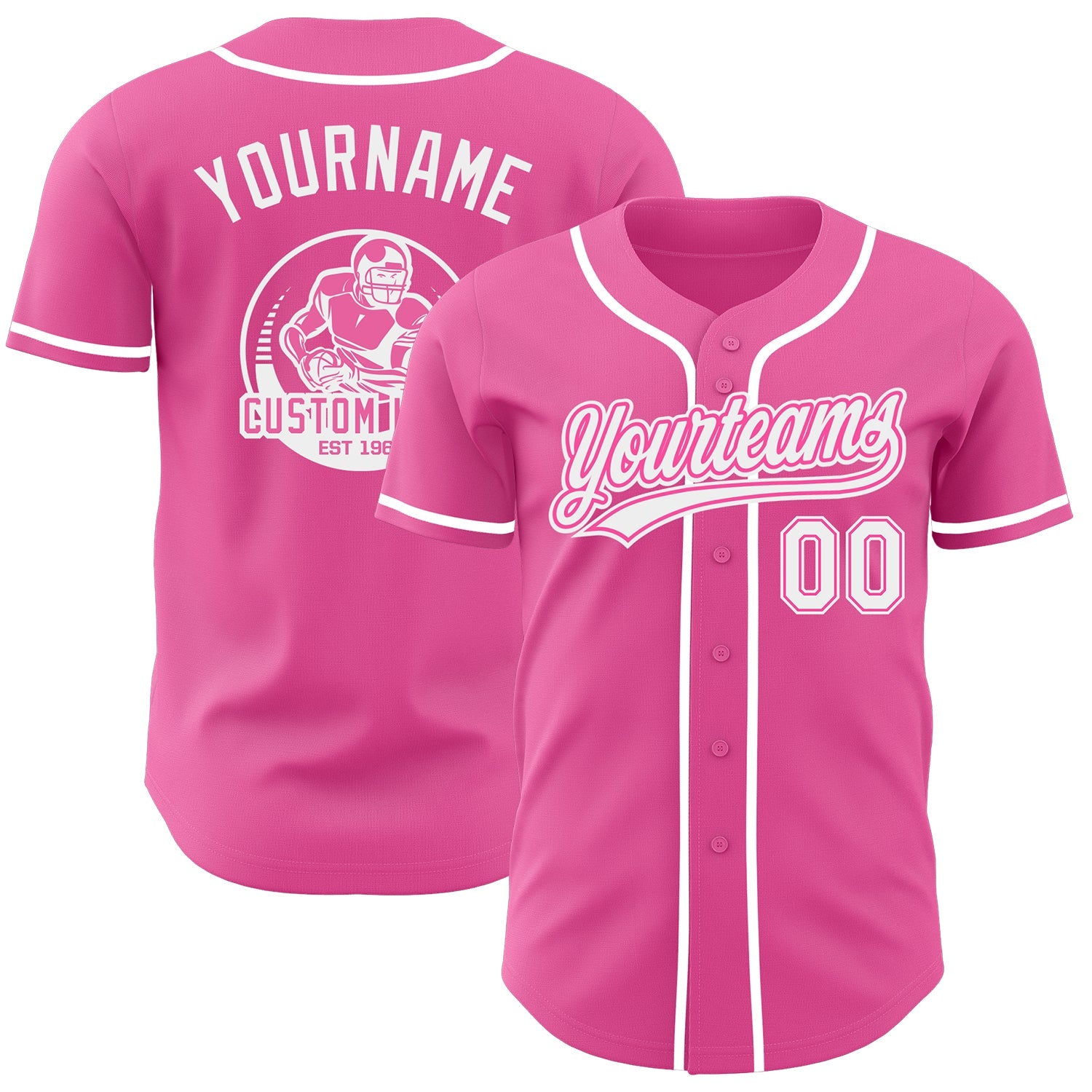 Custom Pink-White Authentic Baseball Jersey