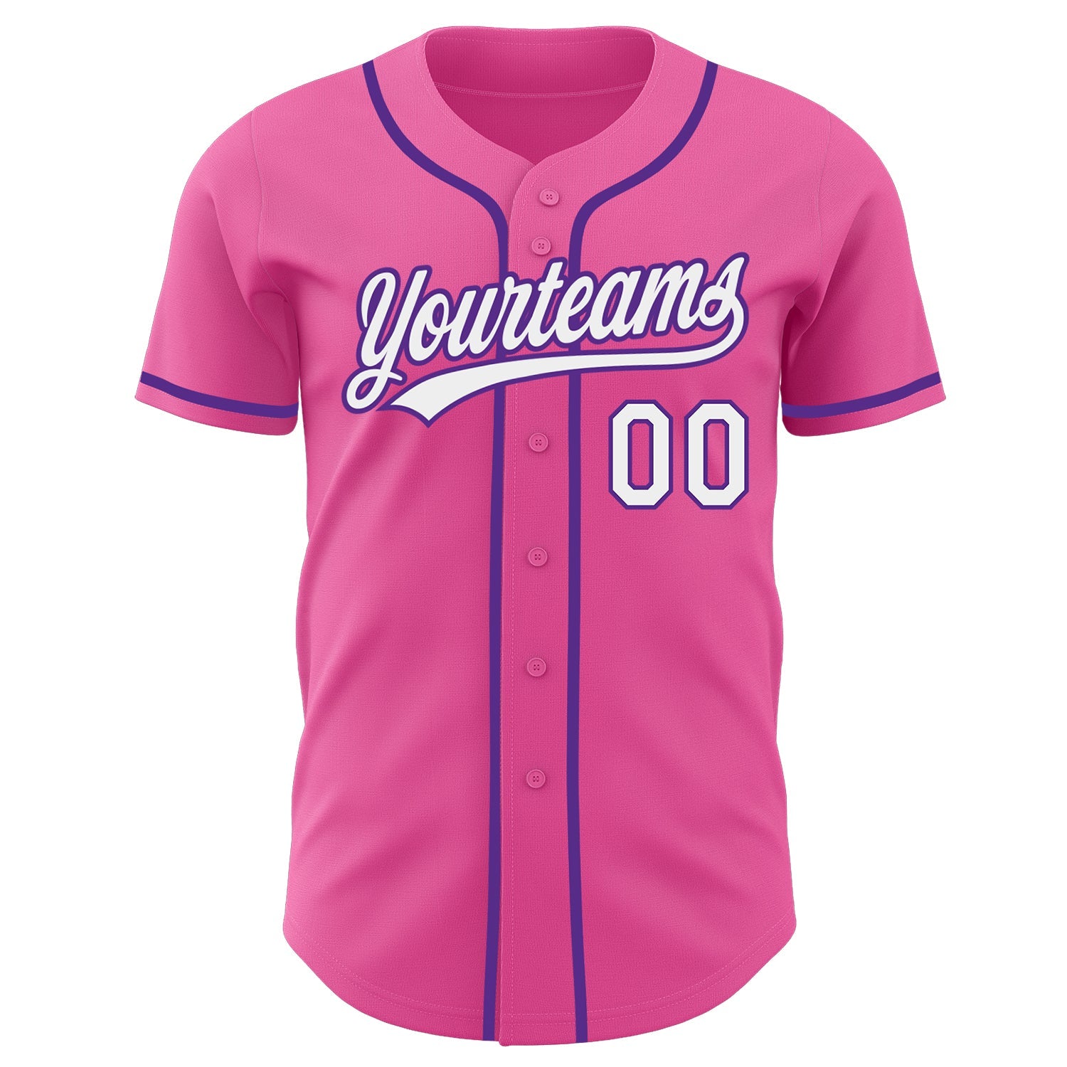 Custom Pink White-Purple Authentic Baseball Jersey