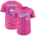 Custom Pink White-Purple Authentic Baseball Jersey