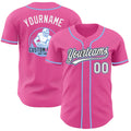 Custom Pink White Black-Light Blue Authentic Baseball Jersey
