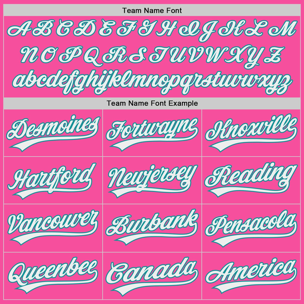 Custom Pink White-Teal Authentic Baseball Jersey