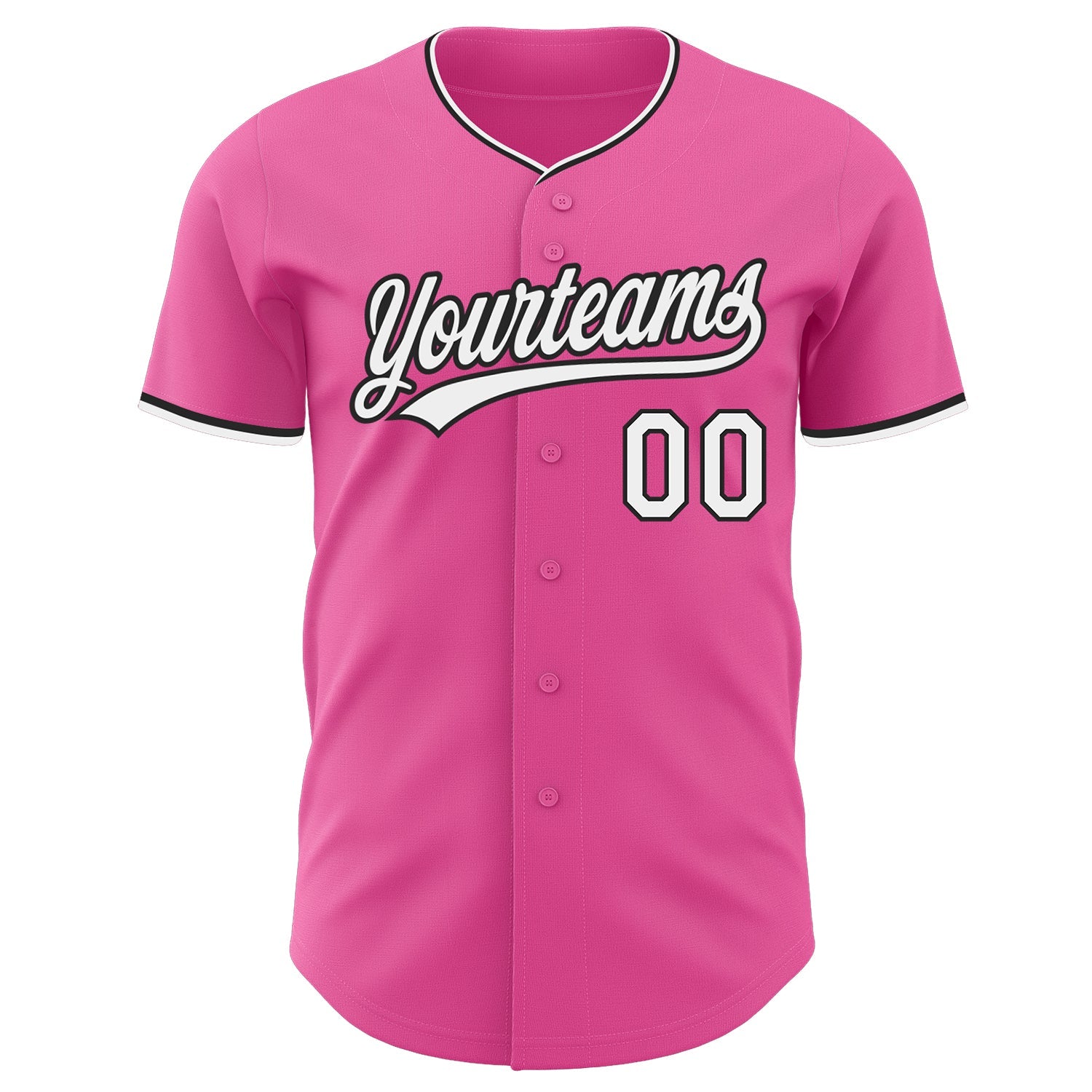Custom Pink White-Black Authentic Baseball Jersey
