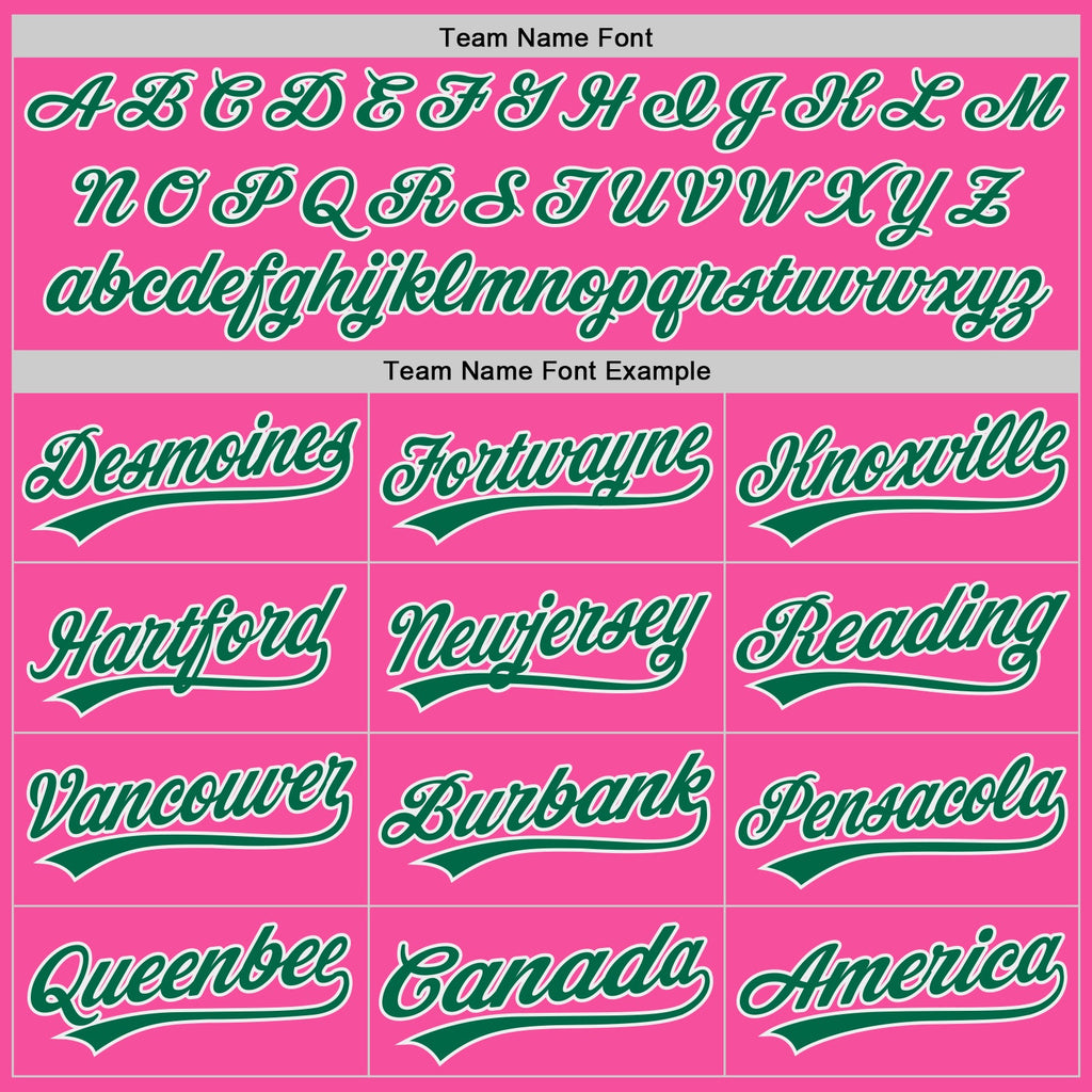 Custom Pink Kelly Green-White Authentic Baseball Jersey