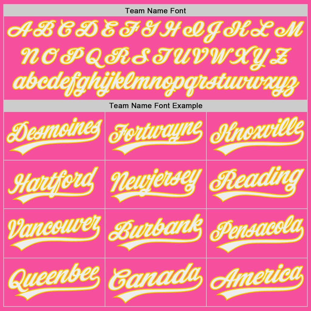 Custom Pink White-Yellow Authentic Baseball Jersey