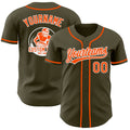 Custom Olive Orange-White Authentic Baseball Jersey