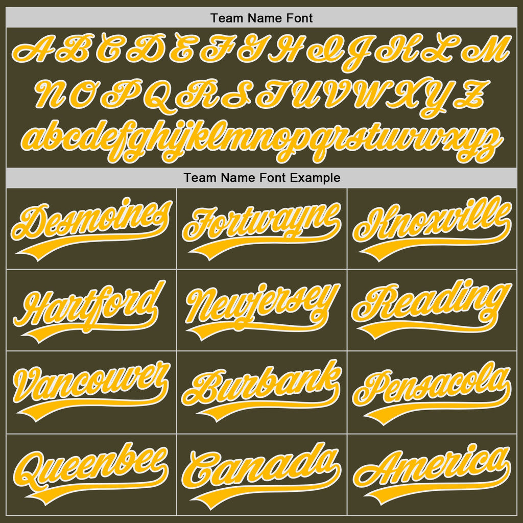 Custom Olive Gold-White Authentic Baseball Jersey
