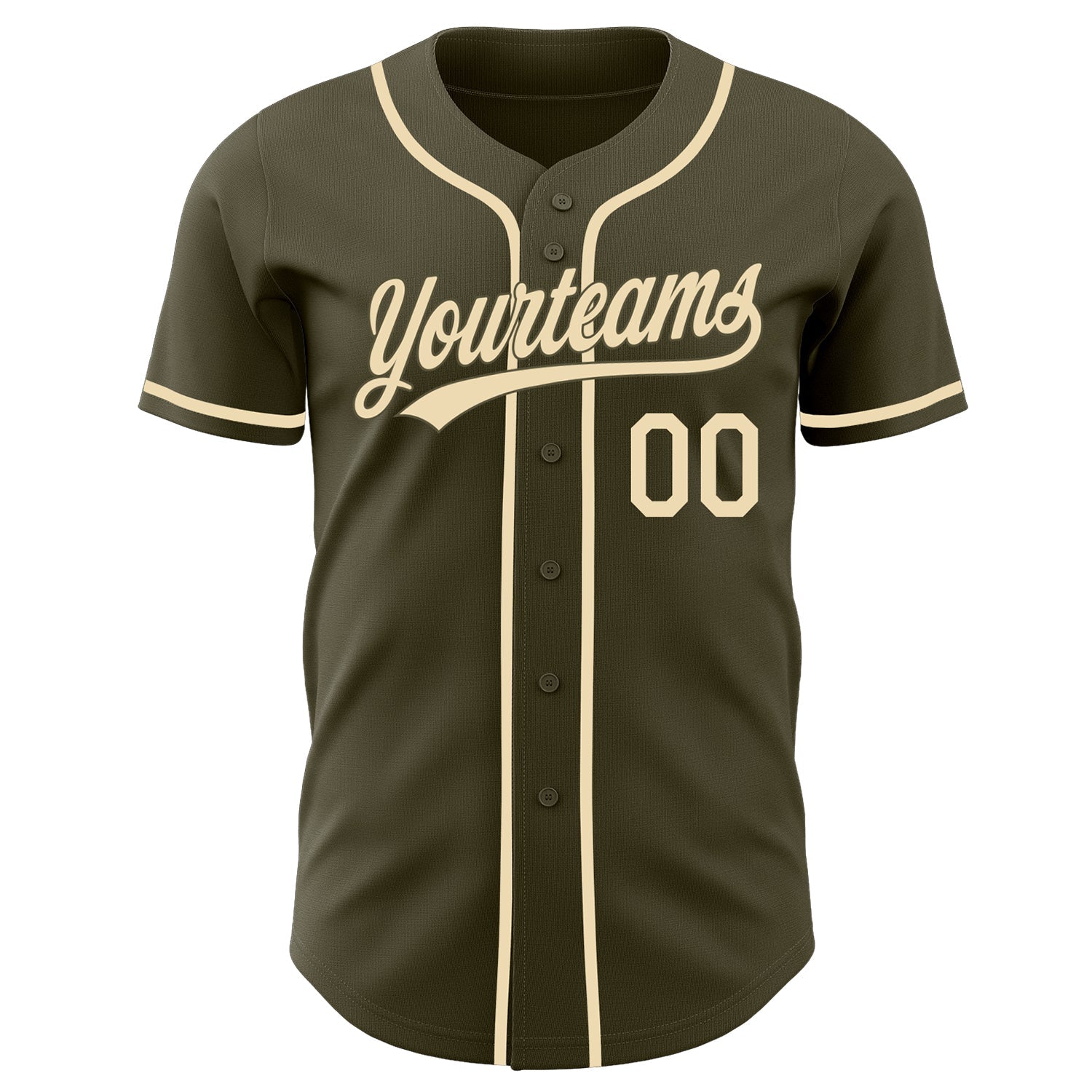 Custom Olive-Cream Authentic Baseball Jersey
