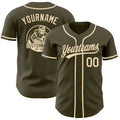 Custom Olive-Cream Authentic Baseball Jersey
