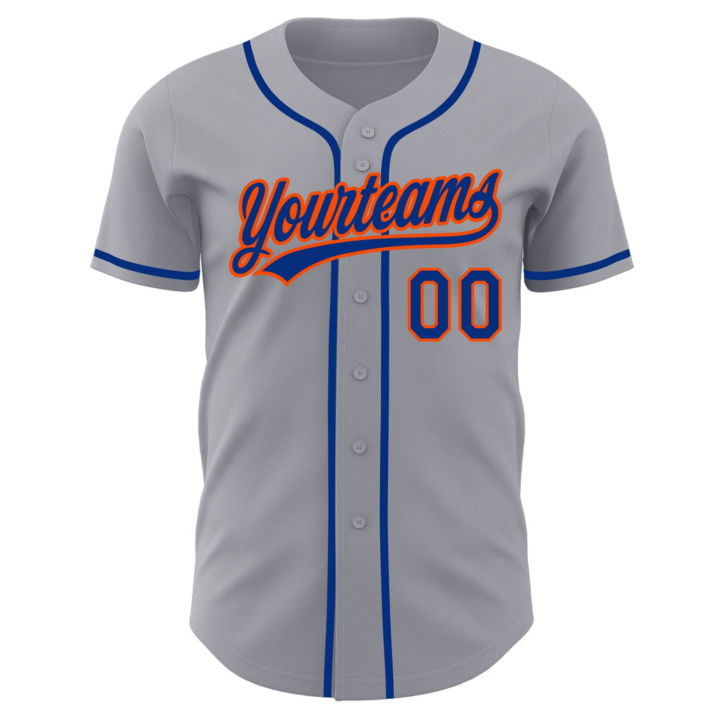 Custom Gray Royal-Orange Authentic Baseball Jersey