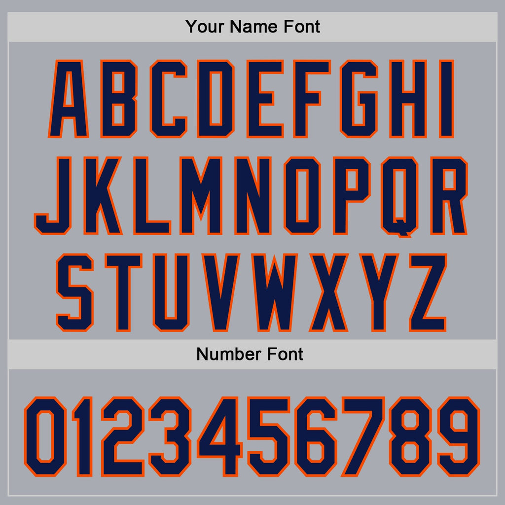Custom Gray Navy-Orange Authentic Baseball Jersey