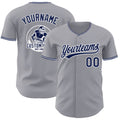 Custom Gray Navy-White Authentic Baseball Jersey