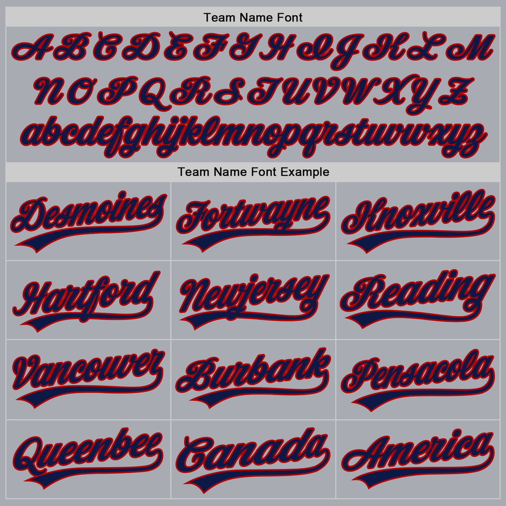 Custom Gray Navy-Red Authentic Baseball Jersey