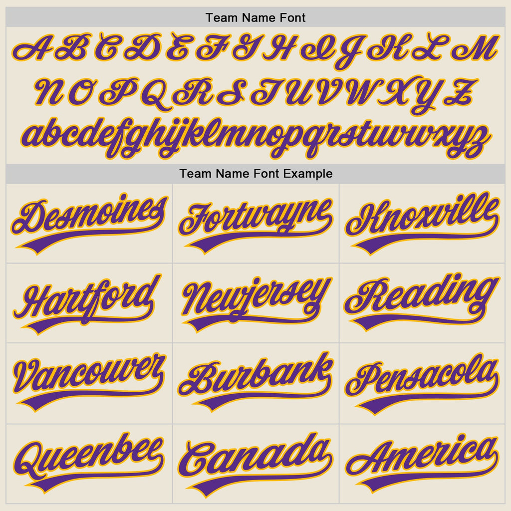 Custom Cream Purple-Gold Authentic Baseball Jersey