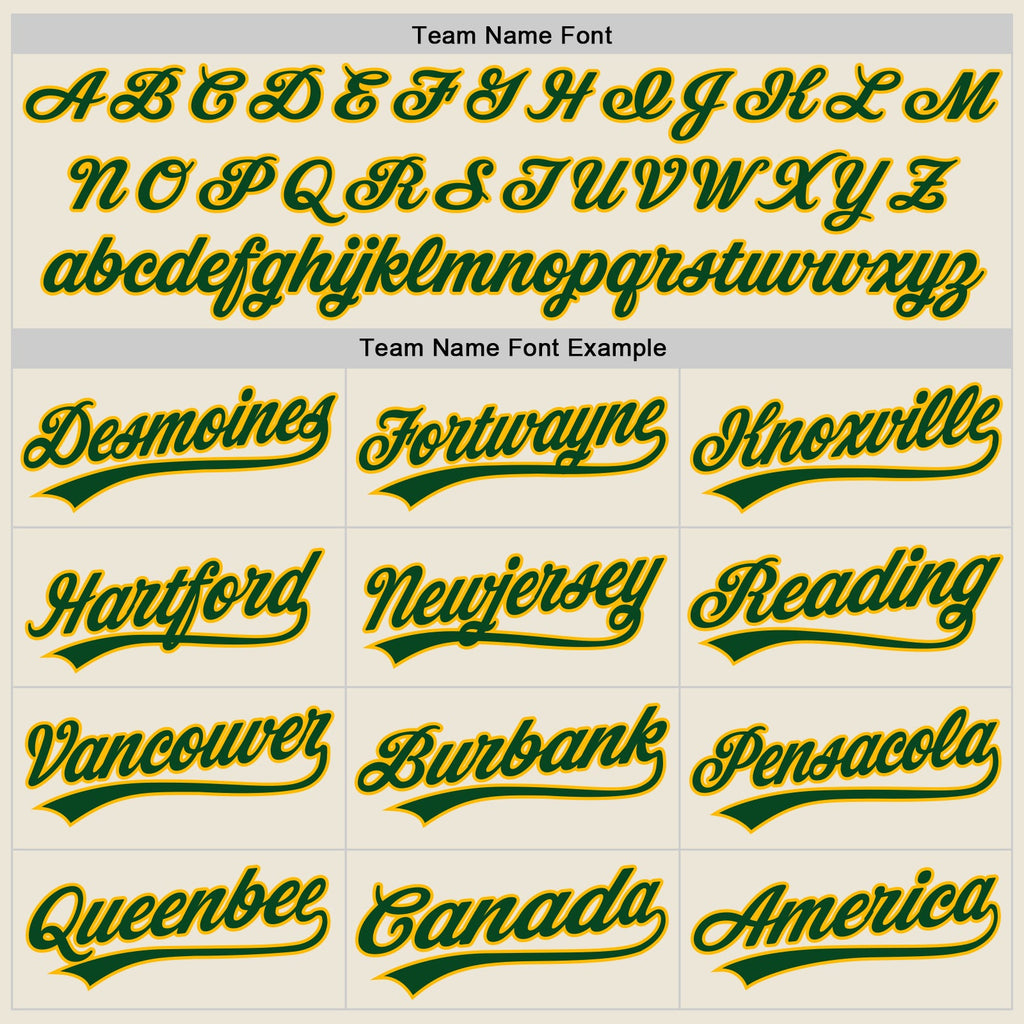 Custom Cream Green-Gold Authentic Baseball Jersey