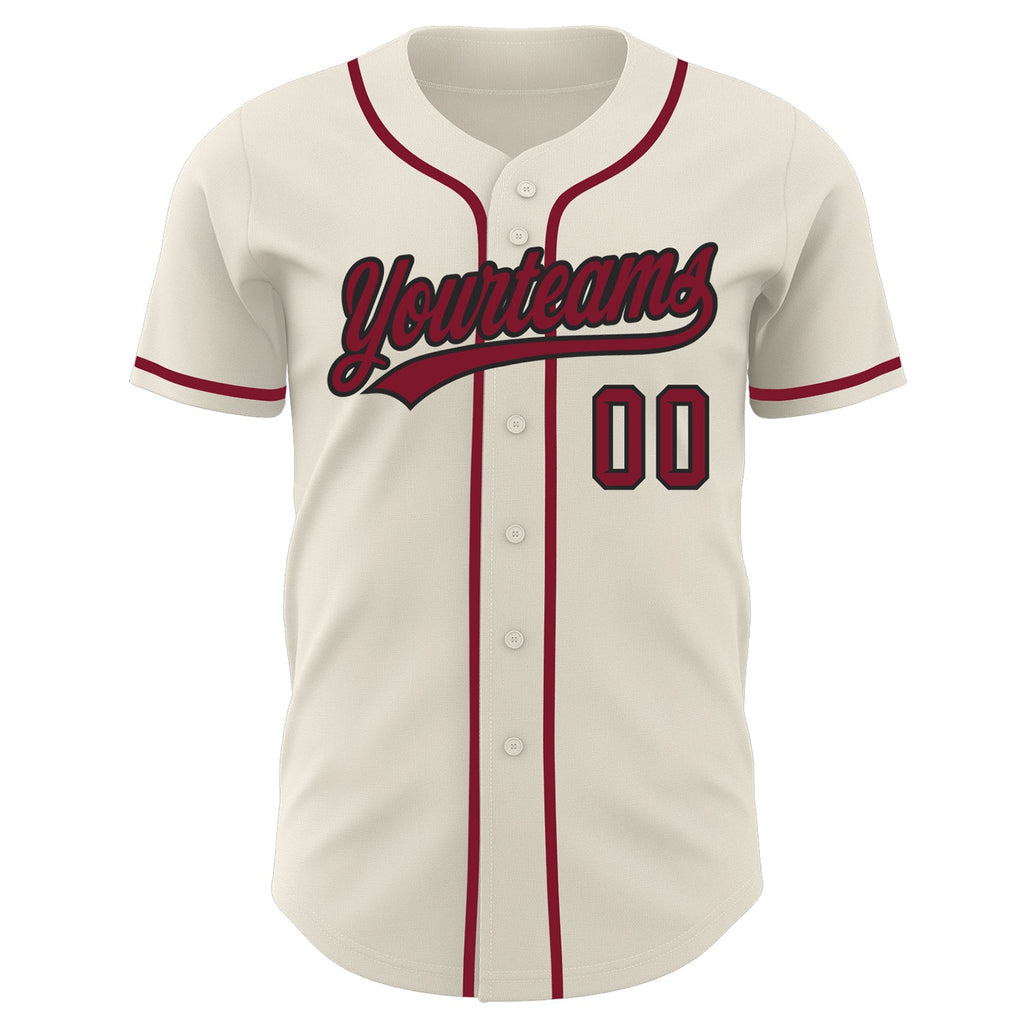 Custom Cream Crimson-Black Authentic Baseball Jersey