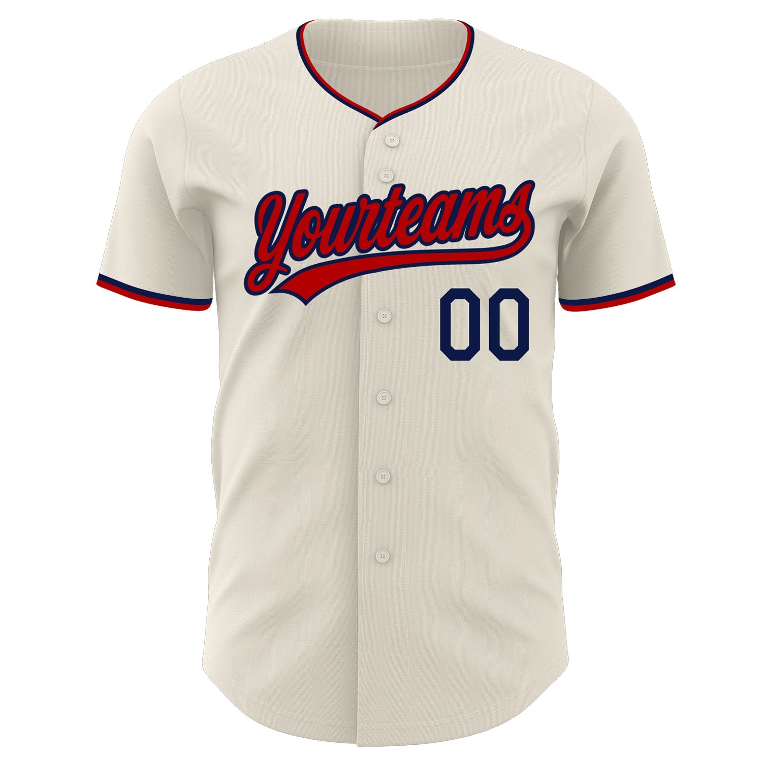 Custom Cream Navy-Red Authentic Baseball Jersey