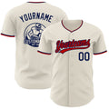 Custom Cream Navy-Red Authentic Baseball Jersey
