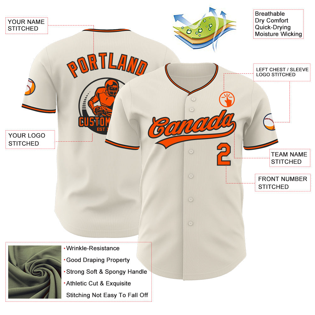 Custom Cream Orange-Black Authentic Baseball Jersey