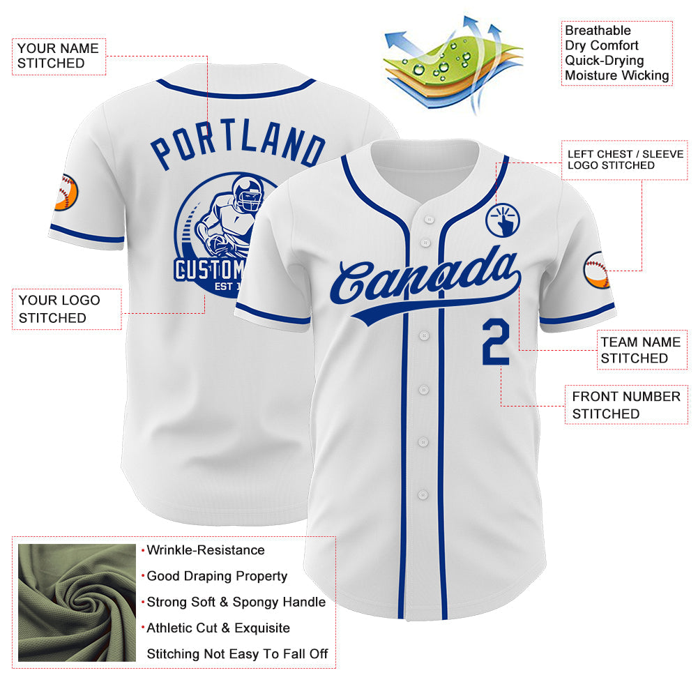 Custom White-Royal Authentic Baseball Jersey