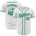 Custom White-Kelly Green Authentic Baseball Jersey