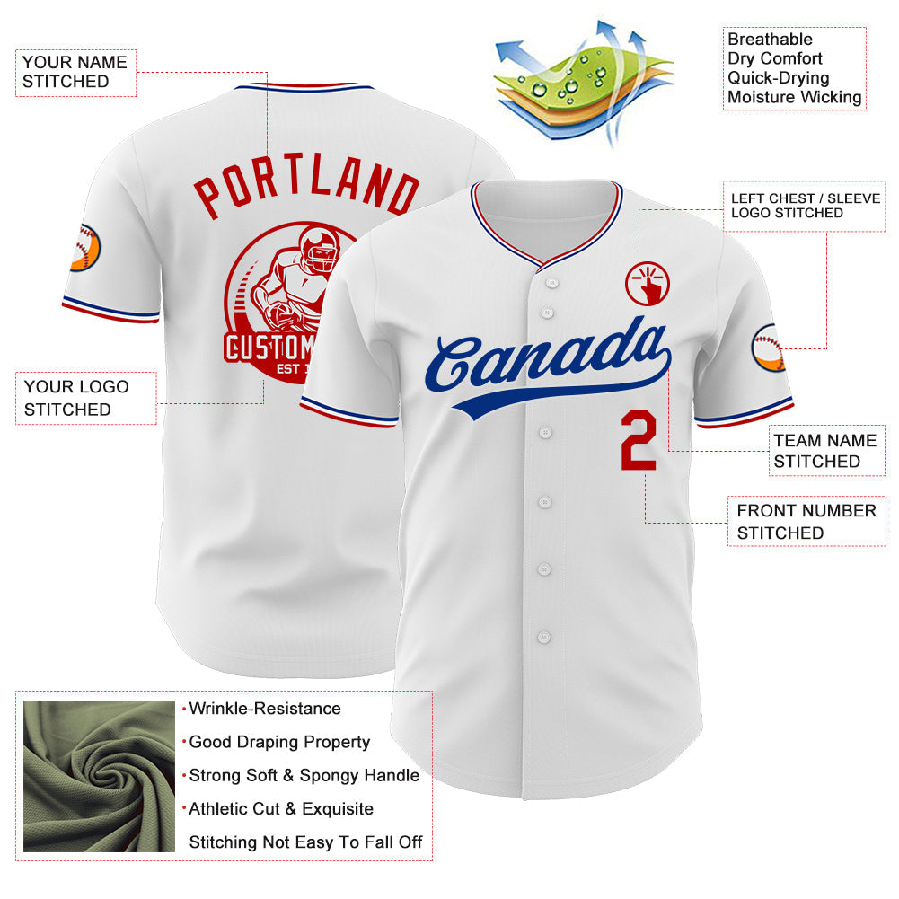 Custom White Red-Royal Authentic Baseball Jersey