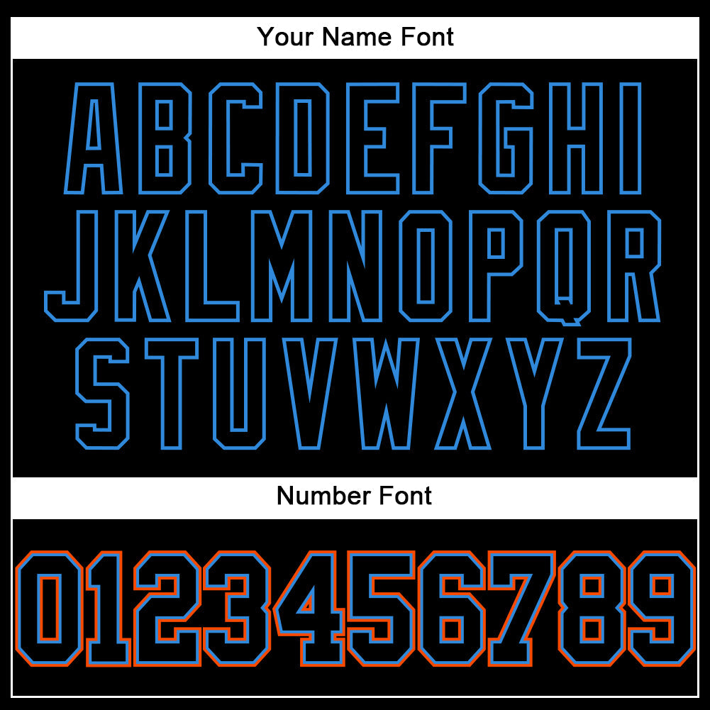 Custom Black Electric Blue-Orange Authentic Baseball Jersey