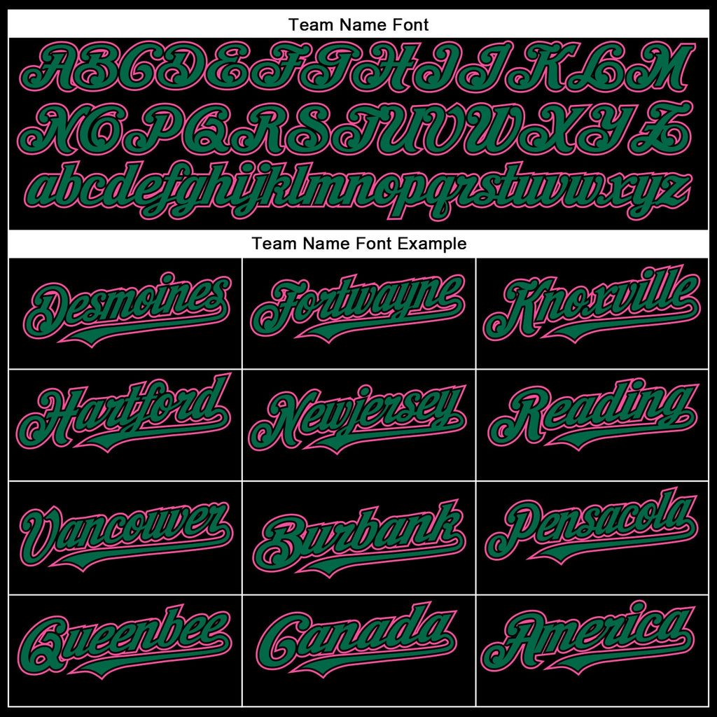 Custom Black Kelly Green-Pink Authentic Baseball Jersey
