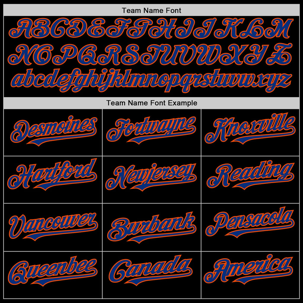 Custom Black Royal-Orange Mesh Authentic Throwback Baseball Jersey