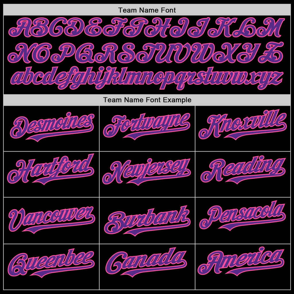 Custom Black Purple-Pink Mesh Authentic Throwback Baseball Jersey