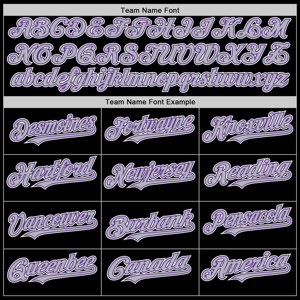 Custom Black Gray-Purple Mesh Authentic Throwback Baseball Jersey