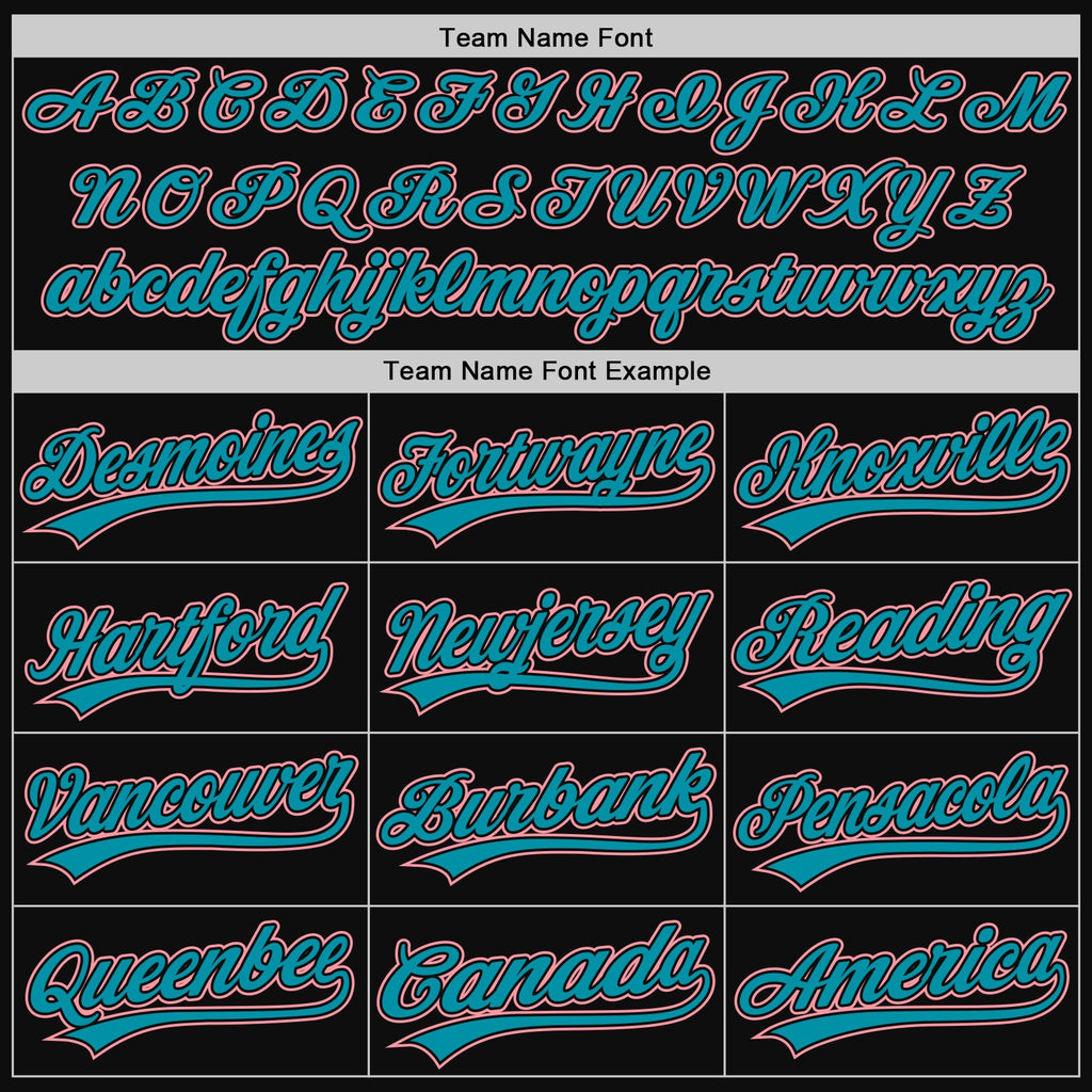 Custom Black Teal-Medium Pink Authentic Throwback Baseball Jersey