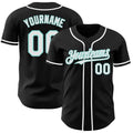 Custom Black White-Ice Blue Authentic Baseball Jersey