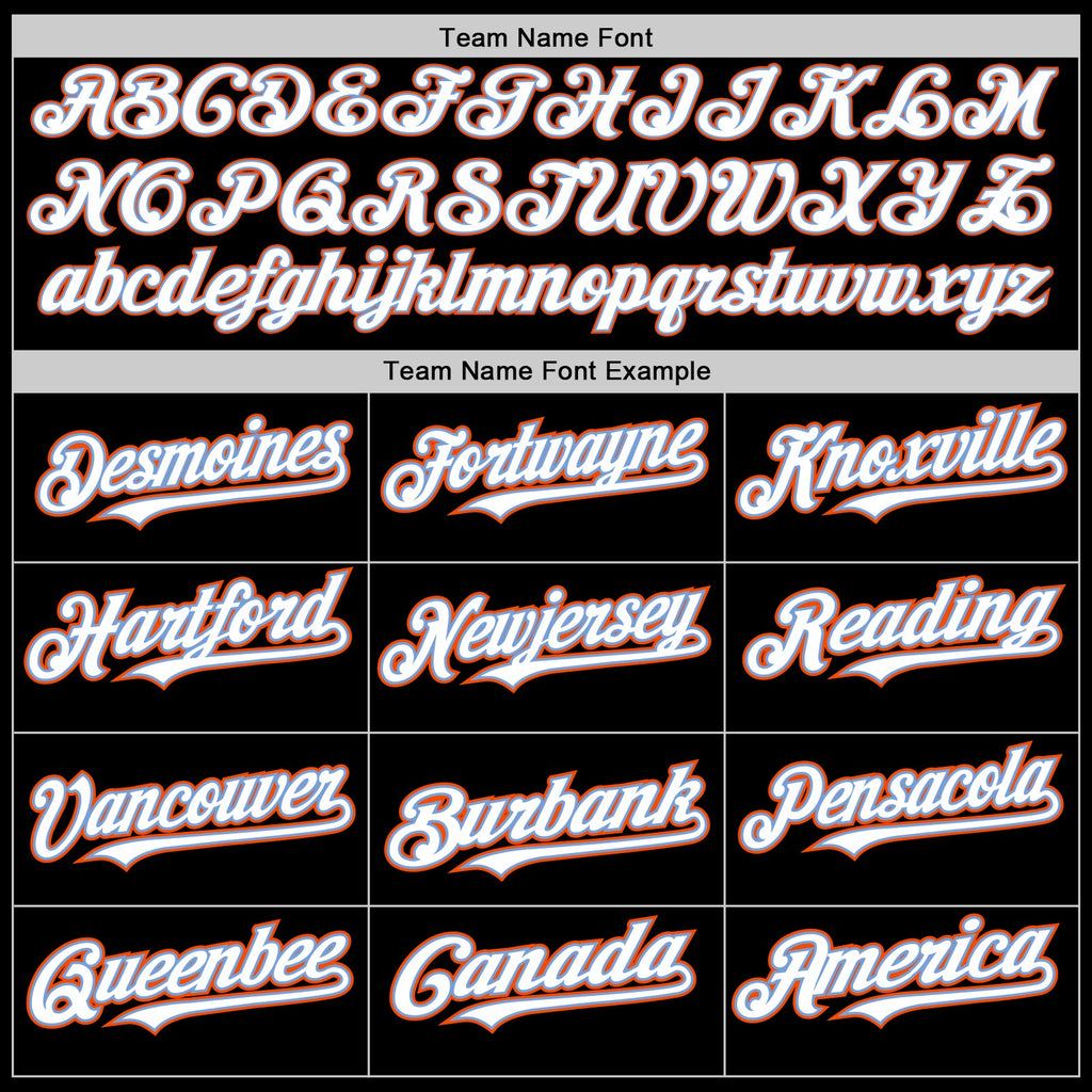 Custom Black White Powder Blue-Orange Authentic Baseball Jersey
