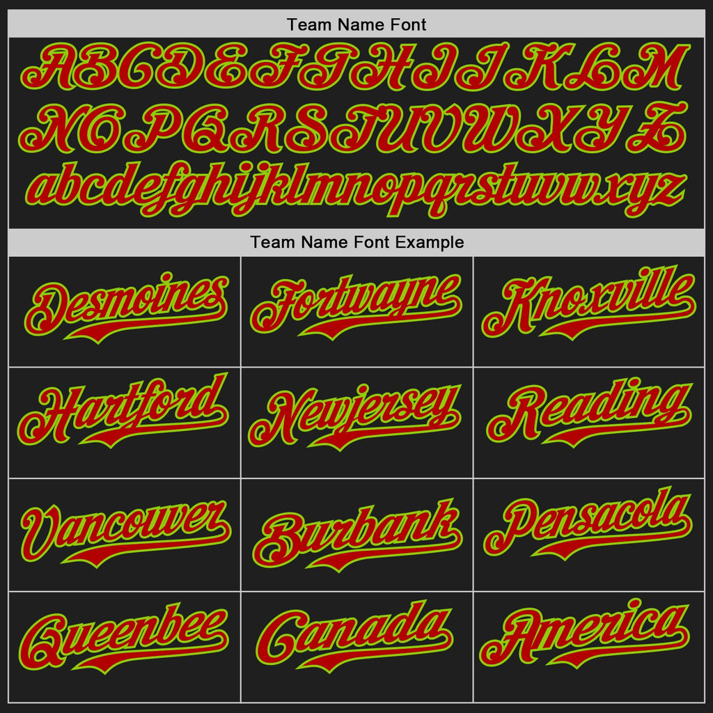 Custom Black Neon Green-Red Authentic Baseball Jersey