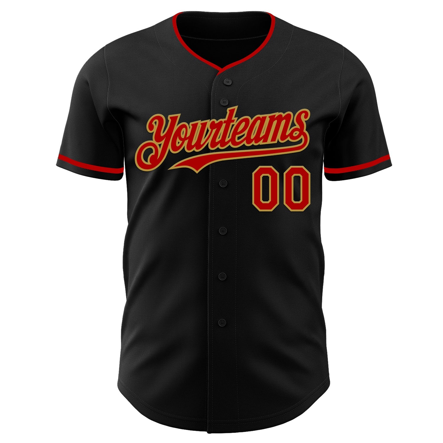 Custom Black Red-Old Gold Authentic Baseball Jersey