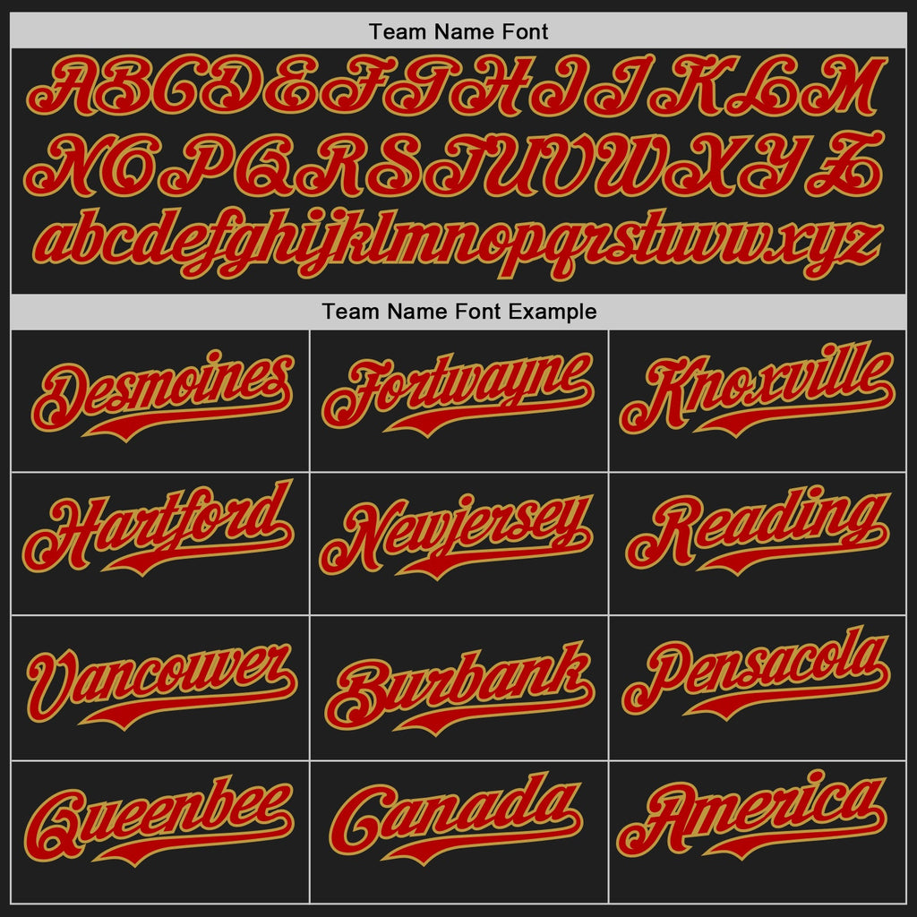 Custom Black Red-Old Gold Authentic Baseball Jersey