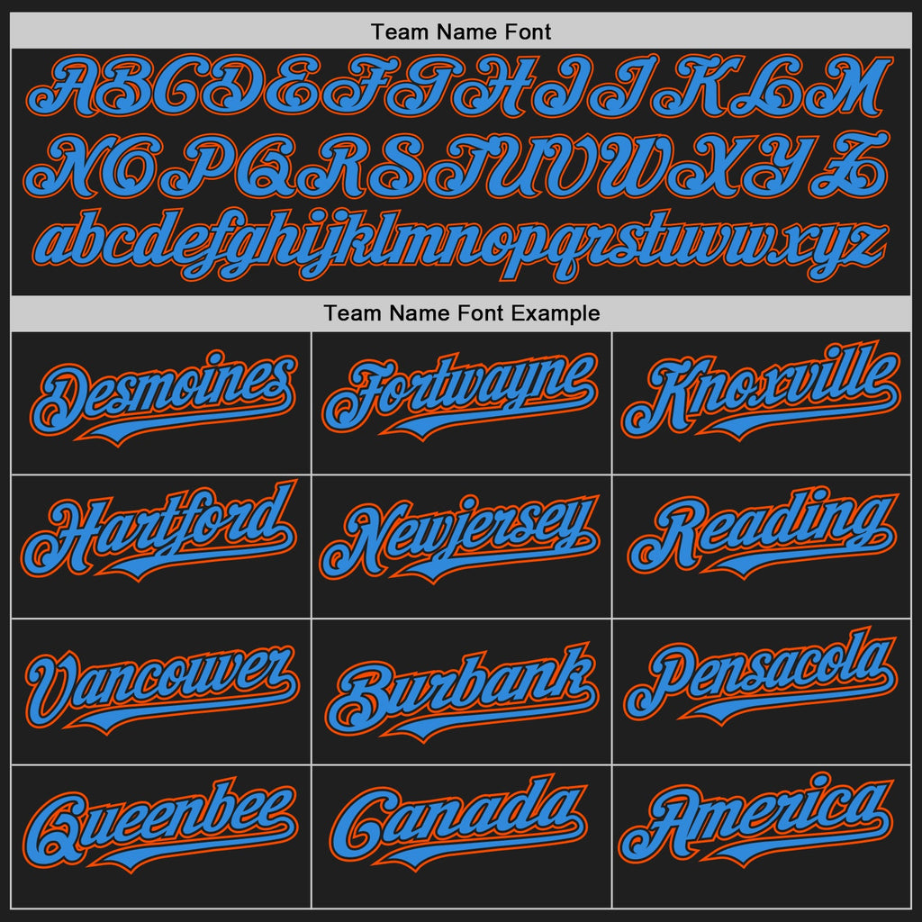 Custom Black Electric Blue-Orange Authentic Baseball Jersey