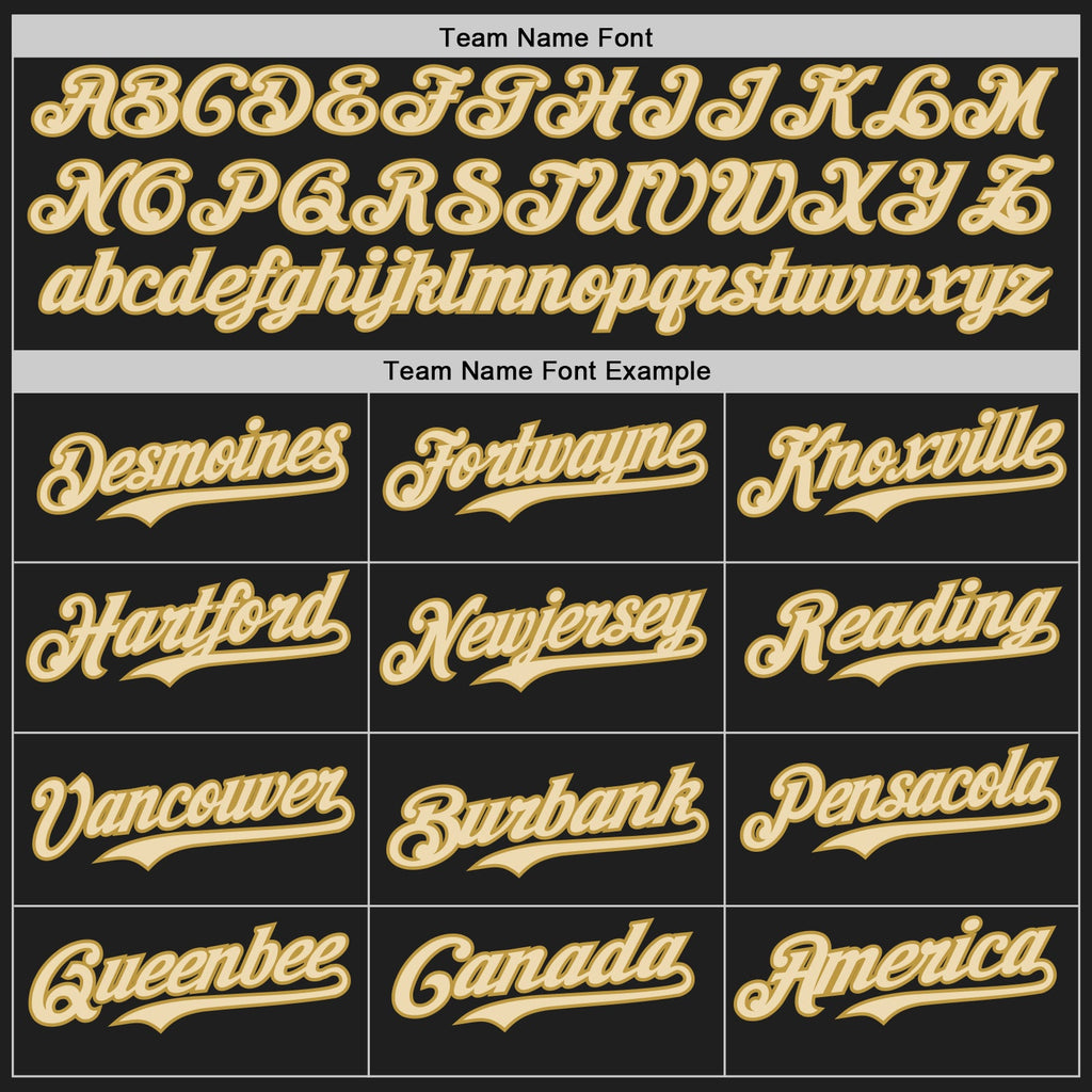 Custom Black Cream-Old Gold Authentic Baseball Jersey