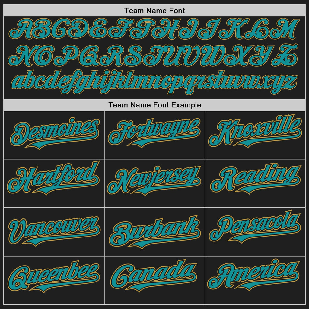 Custom Black Teal-Old Gold Authentic Baseball Jersey