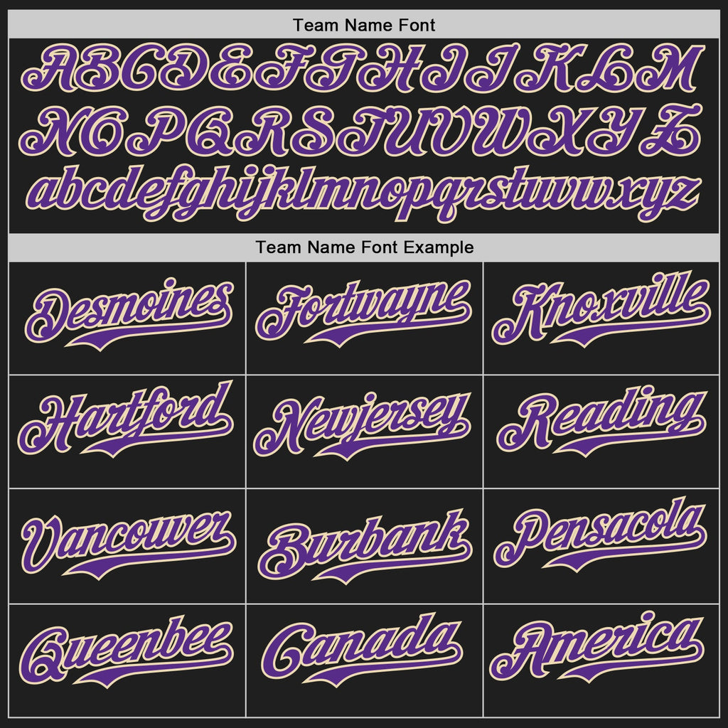 Custom Black Purple-Cream Authentic Baseball Jersey