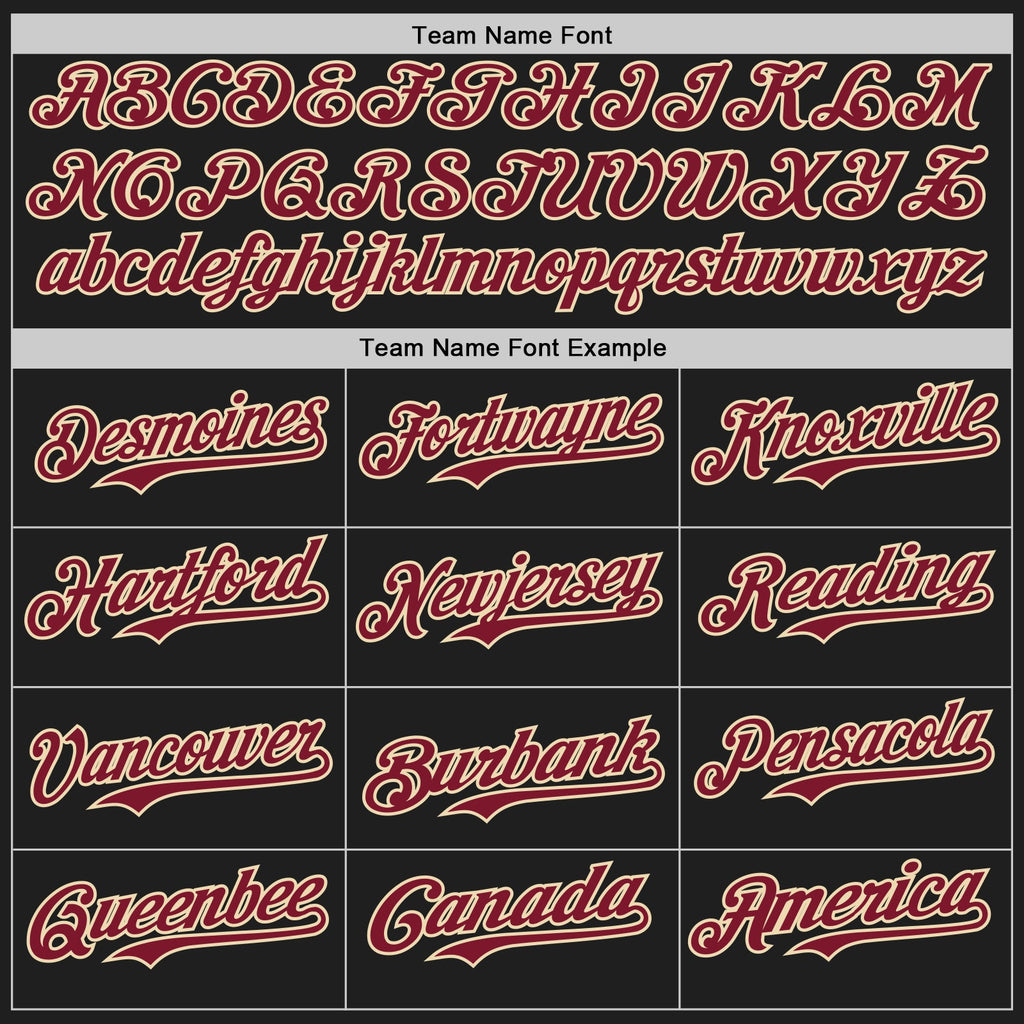 Custom Black Crimson-Cream Authentic Baseball Jersey