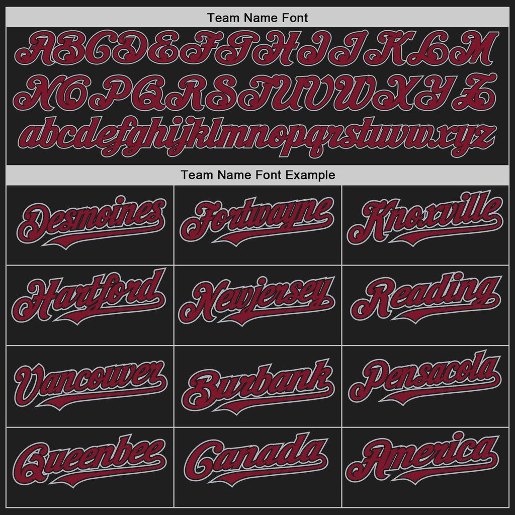 Custom Black Crimson-Gray Authentic Baseball Jersey