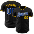 Custom Black Royal Yellow-White Authentic Baseball Jersey