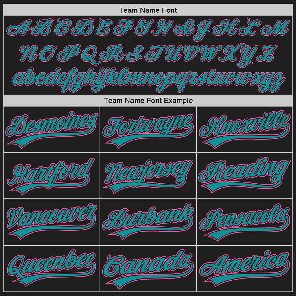 Custom Black Teal-Pink Authentic Baseball Jersey