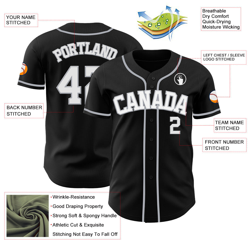 Custom Black White-Gray Authentic Baseball Jersey